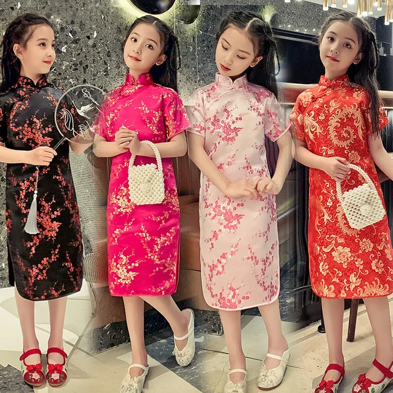 Summer Clothing Baby Girl - ชุดกี่เพ้าเด็กผู้หญิงสำหรับฤดูร้อน ปี 2024 ชุดเดรสแฟชั่นทันสมัยสำหรับงานปาร์ตี้ สไตล์จีน ชุดเจ้าหญิง