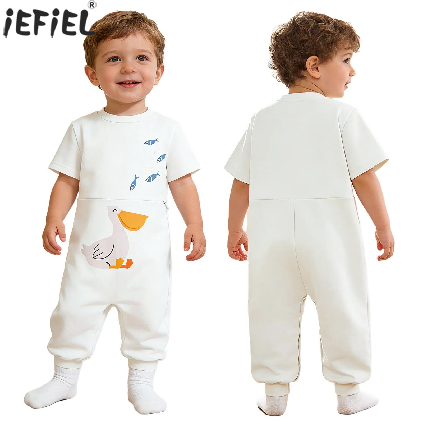 Summer Clothing Baby Girl - ชุดจั๊มสูทเด็กทารกชายหญิง สำหรับเด็กพิเศษ ช่วยในการปรับตัว แขนสั้น ซิปเป้า ช่วยให้สะดวกในการป้อนอาหาร