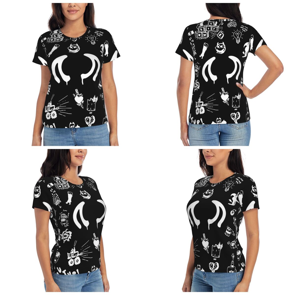 Summer Clothing Drawing - เสื้อยืดลาย Yungblud Drawings Tattoo Sheet สำหรับผู้หญิง