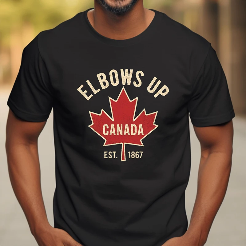 Summer Clothing Women Canada - ข้อศอกแคนาดาเสื้อยืดสําหรับผู้ชายผู้หญิงฤดูร้อน Casual Retro Maple Leaf กราฟิกเสื้อแขนสั้น