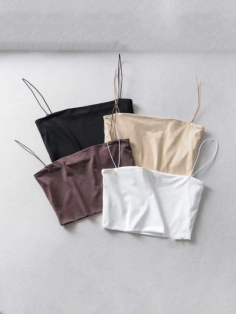 Summer Zara - 2022ฤดูร้อนผู้หญิงCrop Topเซ็กซี่ผ้าฝ้ายCamisแขนกุดสั้นTank Top Bar