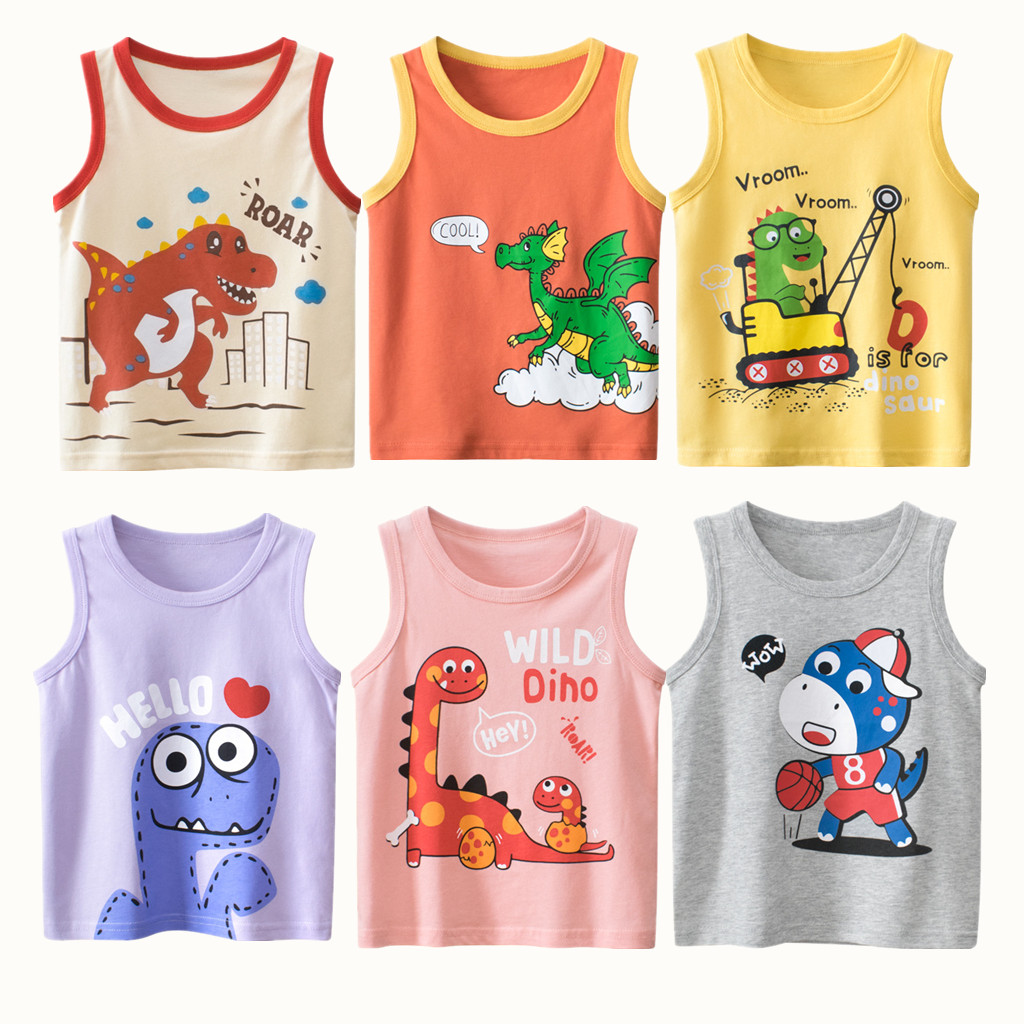 Summer Clothing Baby Girl - เสื้อเด็กฤดูร้อน2023ชิ้นสำหรับเด็กผู้หญิงเสื้อผ้า100% ไดโนเสาร์ผ้าฝ้ายลายการ์ตูนเสื้อลำลองสำหรับเด็กผู้ชายเสื้อผ้าน่ารักสำหรับเด็ก