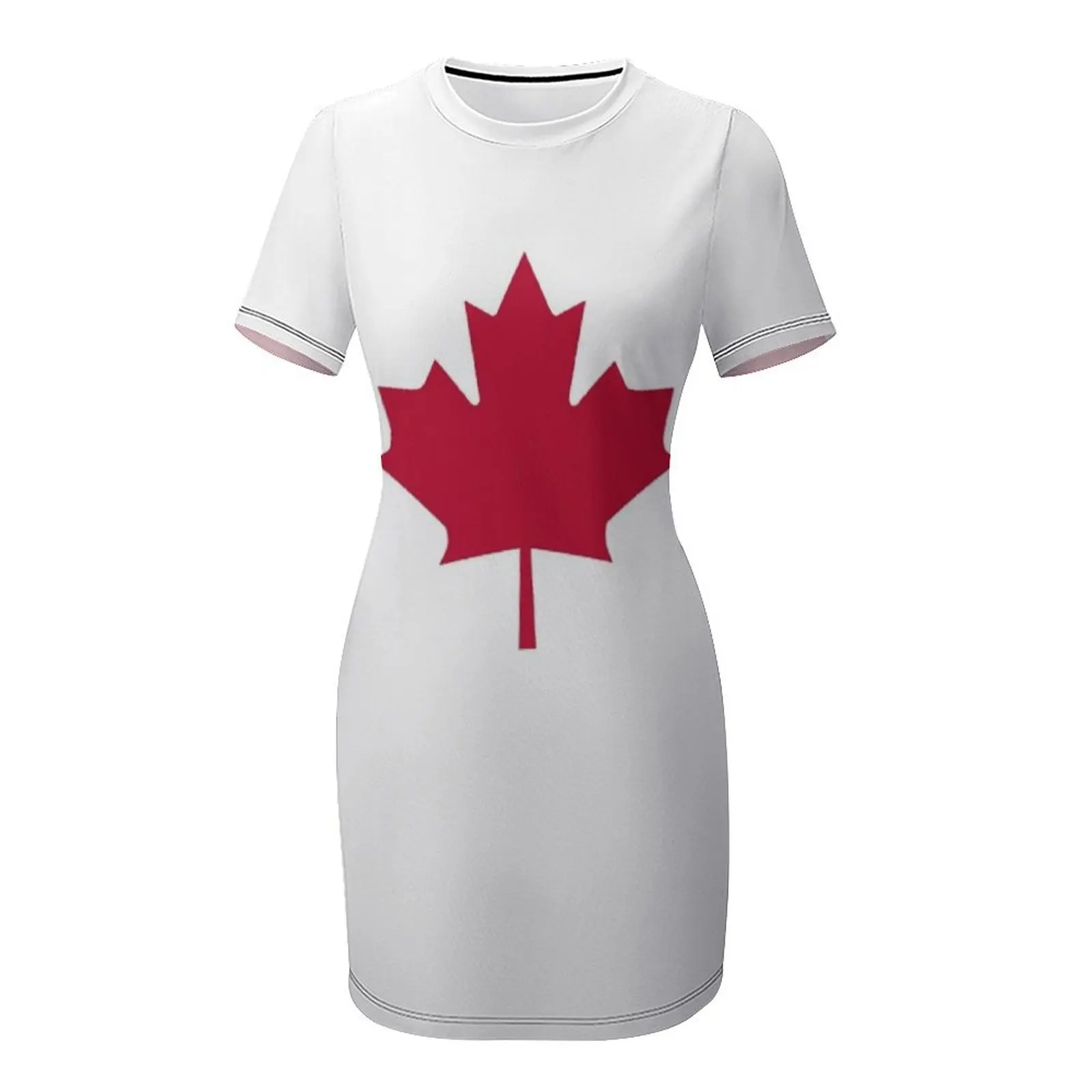 ชุดเดรสแขนสั้นลายธงชาติแคนาดา  - Summer Clothing Women Canada บทวิจารณ์และราคา