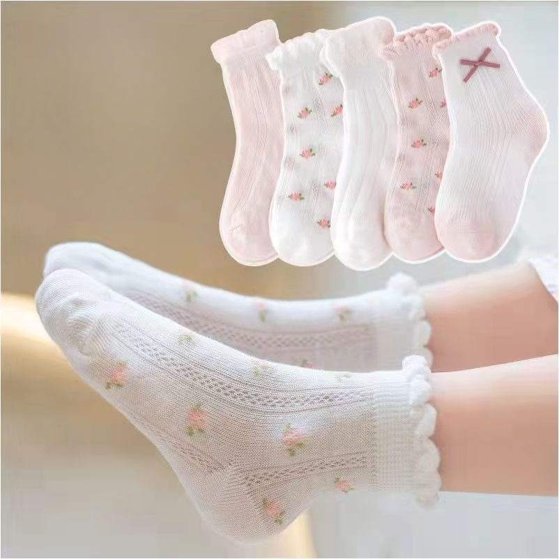ถุงเท้าเด็กผู้หญิงน่ารักลายดอก - Summer Clothing Baby Girl บทวิจารณ์และราคา