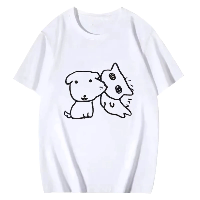 เสื้อยืดผู้หญิงลายสุนัขและแมวแ - Summer Clothing Drawing บทวิจารณ์และราคา