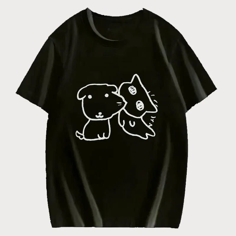 เสื้อยืดผู้หญิงลายสุนัขและแมวแ - Summer Clothing Drawing บทวิจารณ์และราคา